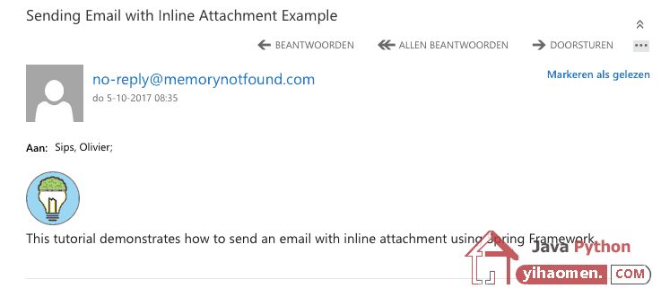 Spring Mail  Sending Email with Inline Attachment Example