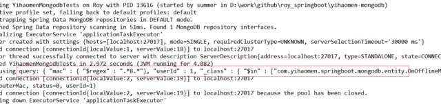 springboot jpa mongodb 打印查询语句.