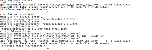 Centos 7 下安装 Lua 报错 lua.c:80:31: fatal error: readline/readline.h: No such file
