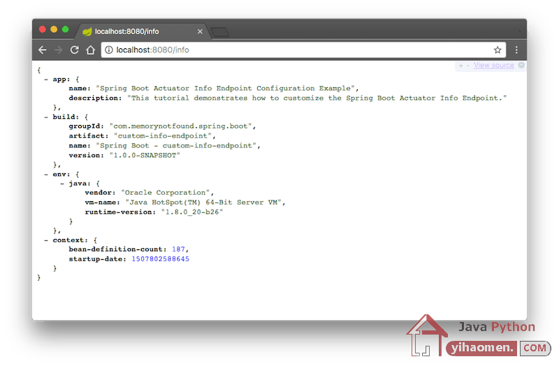 Spring Boot Customize Actuator Info Endpoint Example Configuration