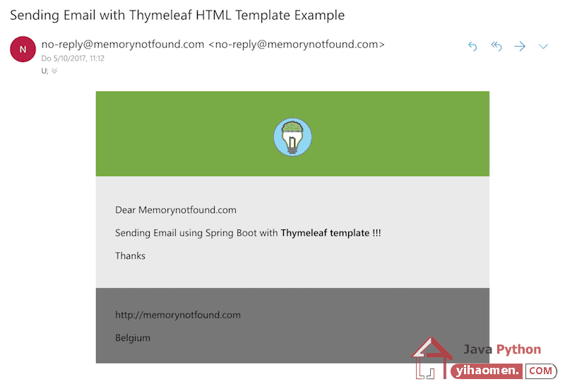 Spring Mail  Sending Email with Thymeleaf HTML Template Example