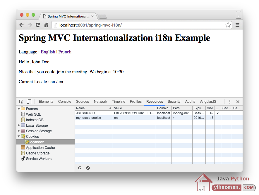 Spring MVC Internationalization i18n Example