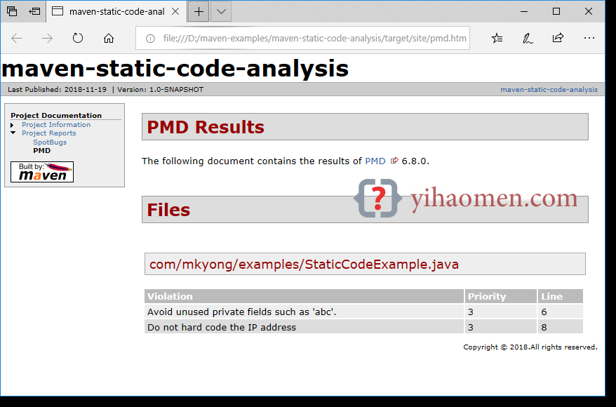 Maven  PMD example