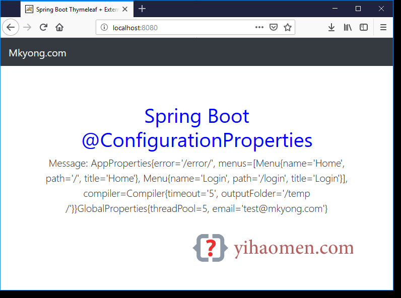 Spring Boot @ConfigurationProperties example