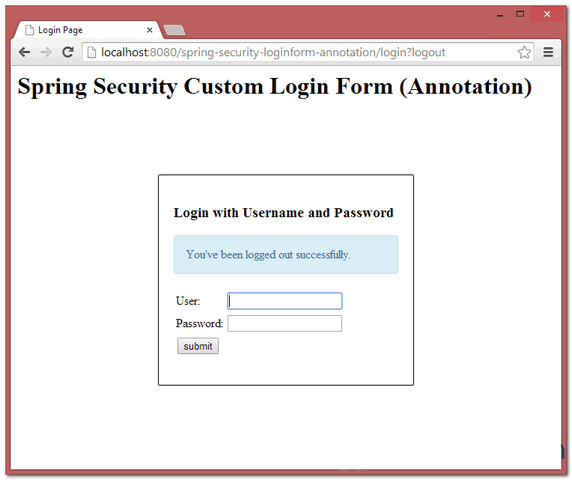 Spring Security Custom Login Form Annotation Example