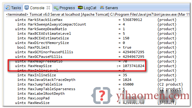 Eclipse + Tomcat  java.lang.OutOfMemoryError: Java heap space